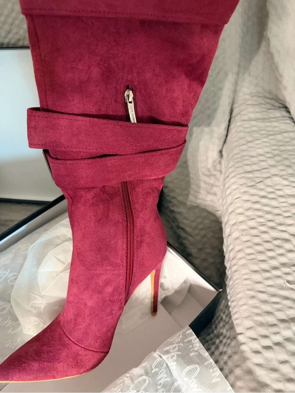 Cape Robbin Burgundy Over-the-Knee Suede Stiletto Boot